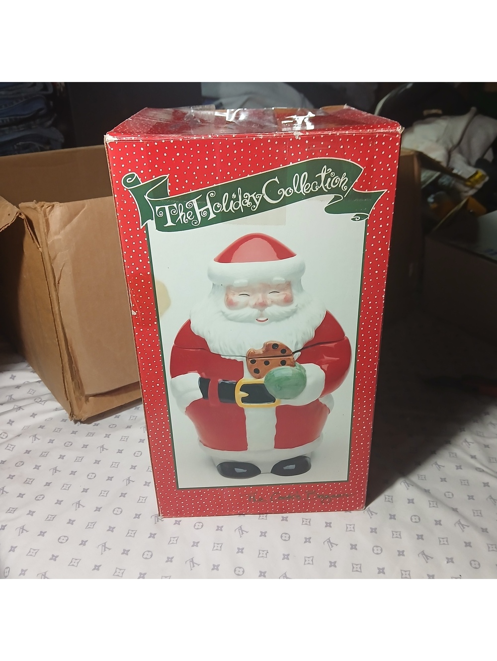 Ceramic Santa Cookie Jar Christmas Holiday Kitchen Decor With Box Storage